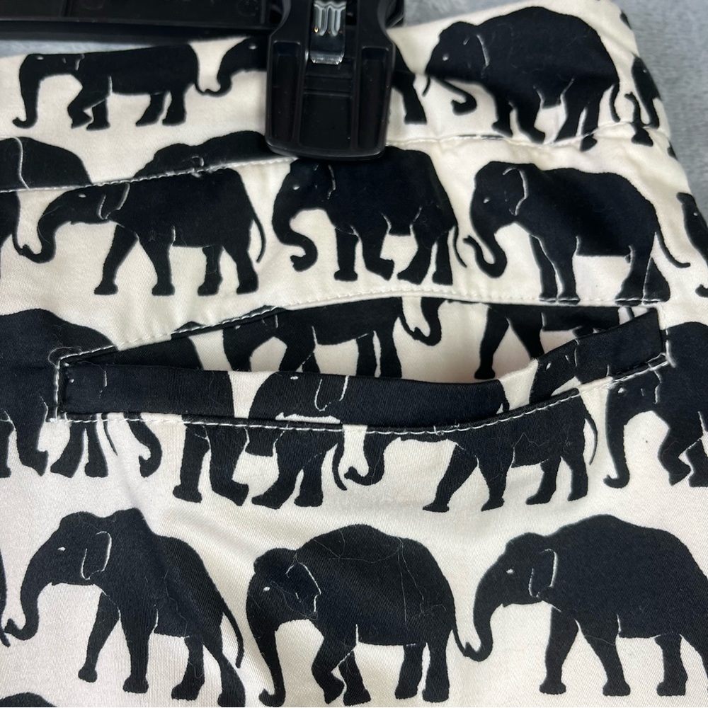 Hatley Sateen Elephant Pencil Skirt Sz 8 Black & White Pockets Lined Artsy Boho - Picture 5 of 15